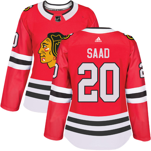 Adidas Chicago Blackhawks #20 Brandon Saad Red Home Authentic Women Stitched NHL Jersey->women nhl jersey->Women Jersey